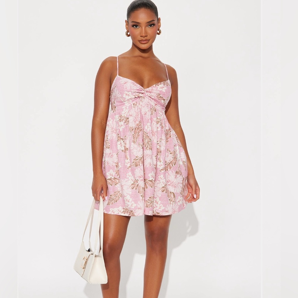 Pink Floral Mini Dress